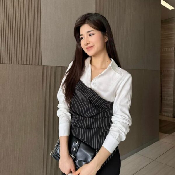 Áo Sơ Mi Phối Sọc Đen