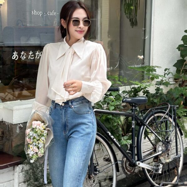 Áo Sơ Mi Tơ Cột Nơ