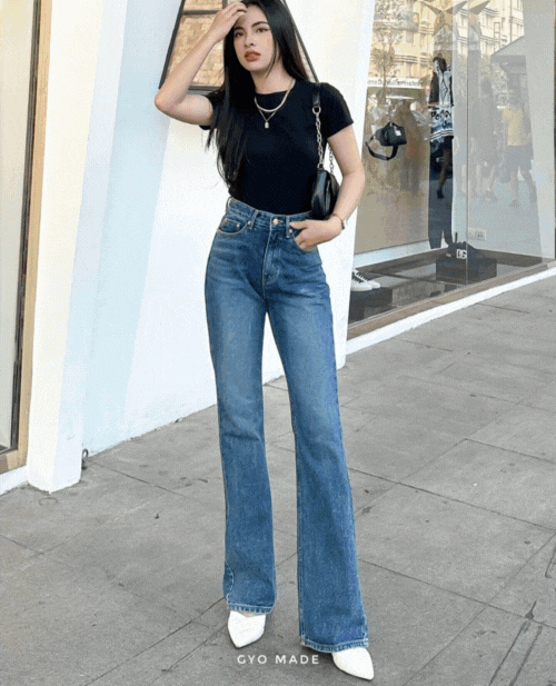 Quần Jean Nữ Ống Loe Nhẹ Tôn Dáng