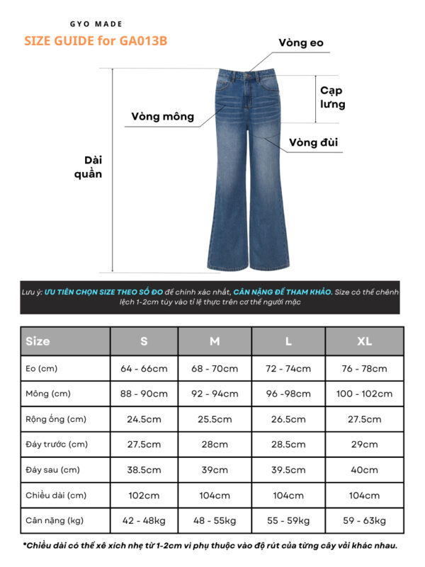 Quần Jean Nữ Ống Loe Nhẹ Tôn Dáng