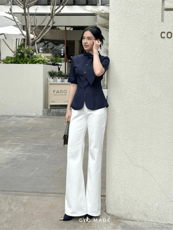Áo Sơ Mi Kiểu Nữ Cổ Lá Thanh Lịch Cao Cấp