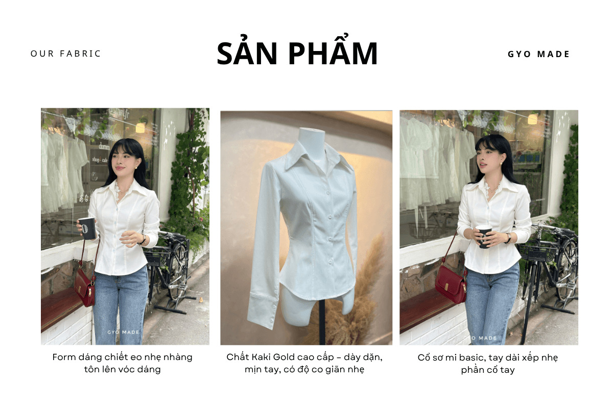 Áo Sơ Mi Nữ Dáng Ôm Kaki Gold Cao Cấp