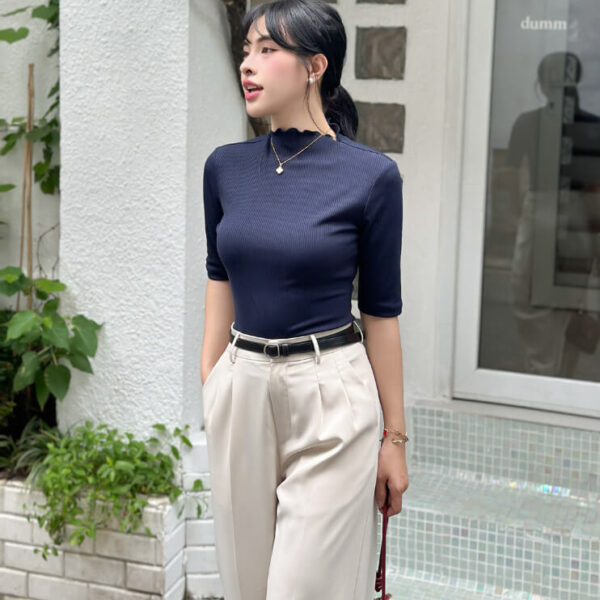 Áo thun tay lỡ GA074 xanh navy