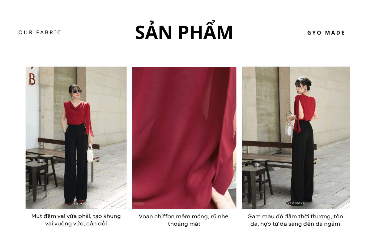 Áo voan độn vai Chiffon cao cấp