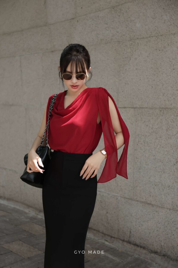 Áo voan độn vai Chiffon cao cấp 3