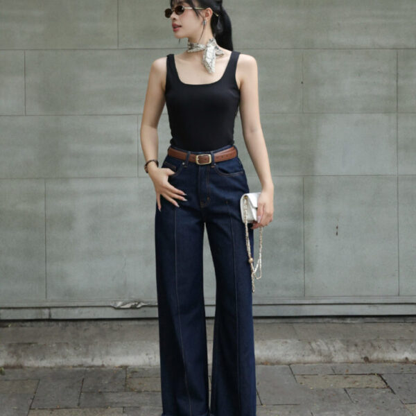 Quần jean suông lật lai GQ020