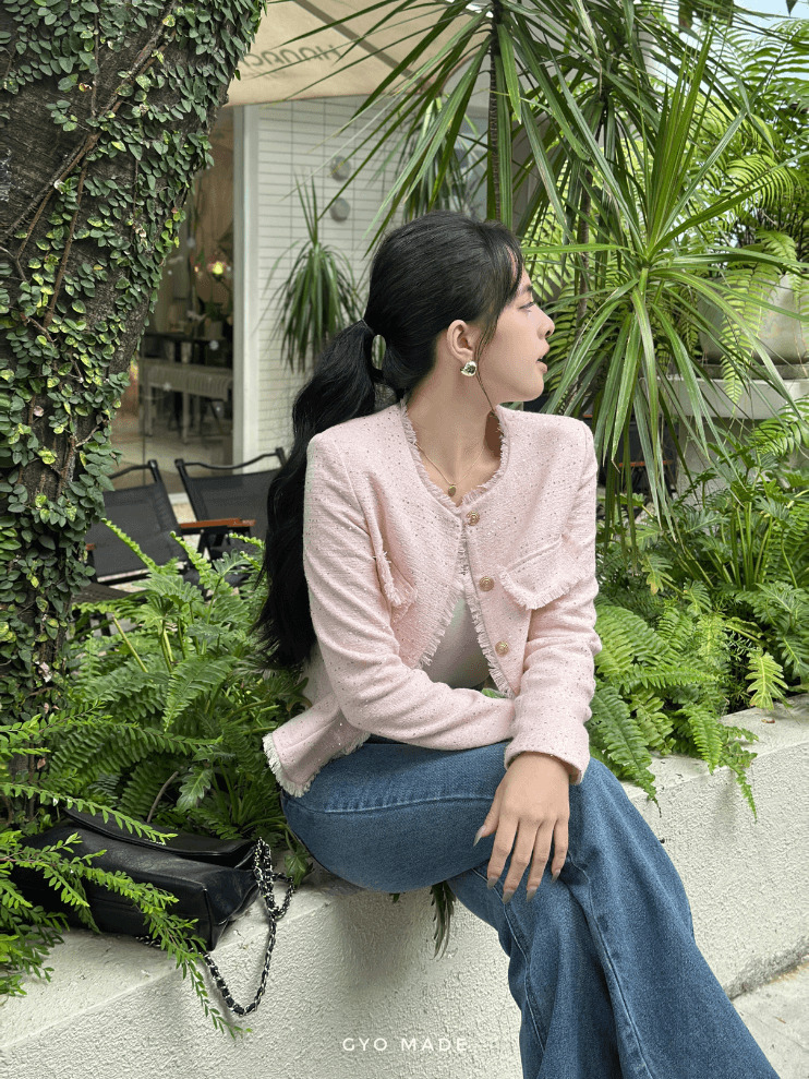 Áo khoác Tweed hồng GA088