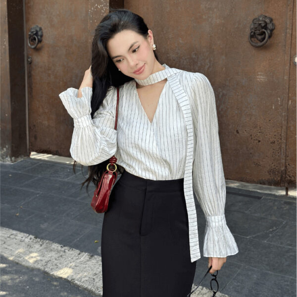 Áo sơ mi cổ V vạt đắp chéo GA093
