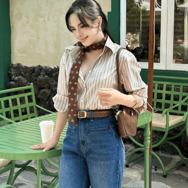 Áo sơ mi sọc nâu GA099