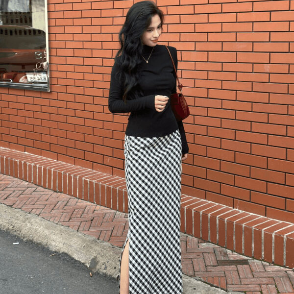 Chân váy caro xẻ tà GV036