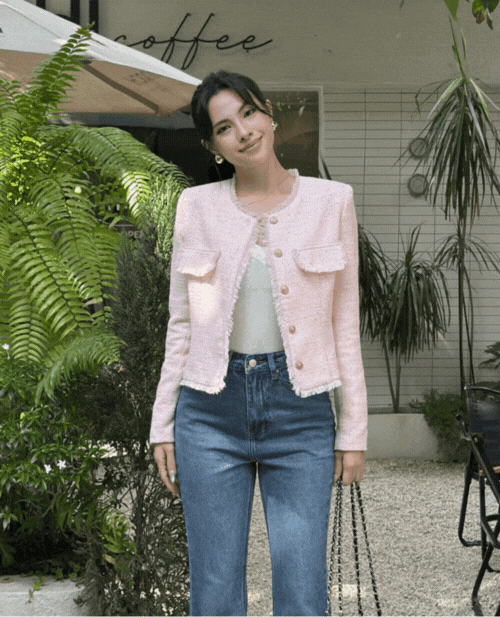 Áo khoác Tweed hồng GA088