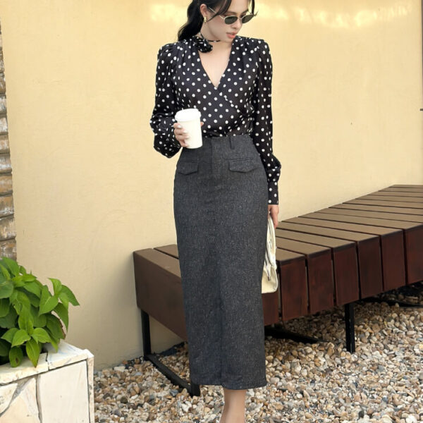 Chân váy bút chì Tweed mịn