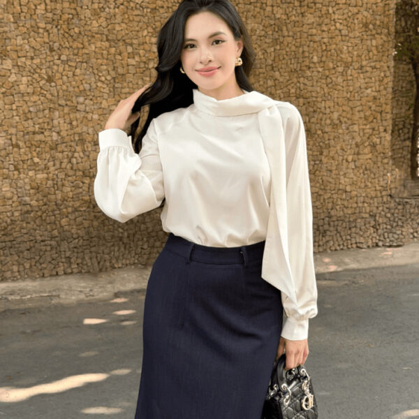 Sơ mi silk dây cổ GA108