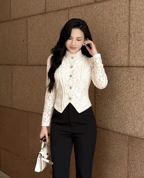 Áo ren nhung nút vàng GA103