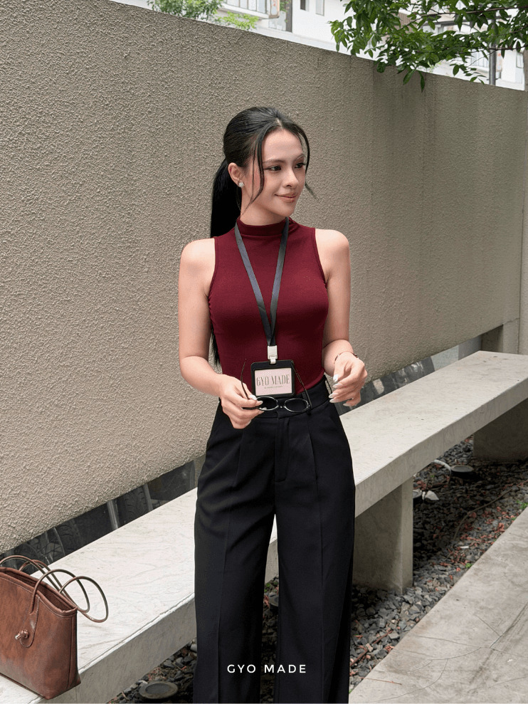 Áo Thun Cổ Lọ Sát Nách Nữ Đỏ - Hình ảnh 2