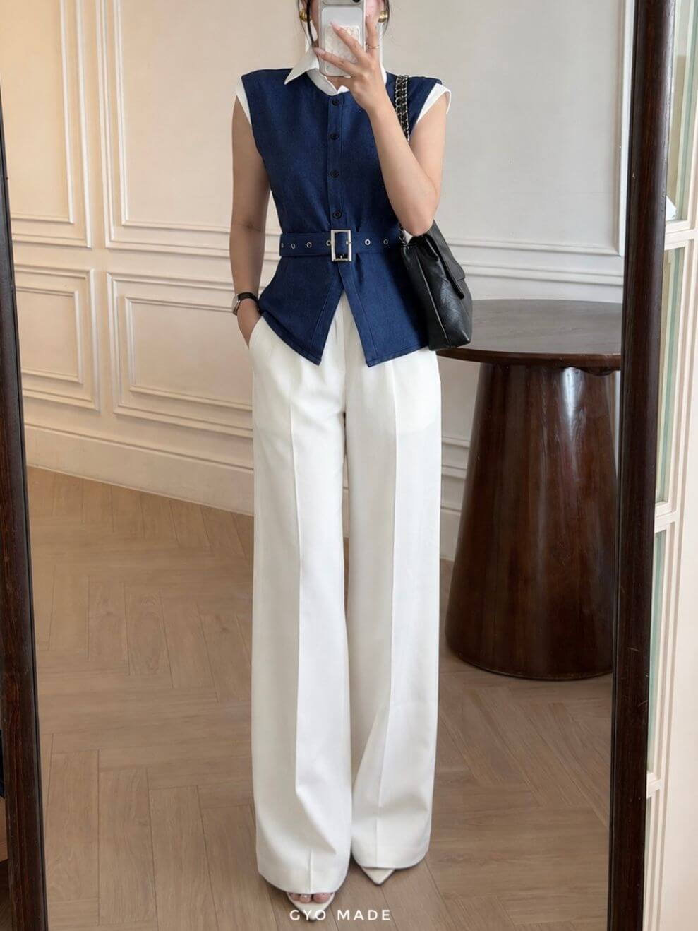 Áo Kiểu Nữ Phối Cổ Sơ Mi Denim - Hình ảnh 2