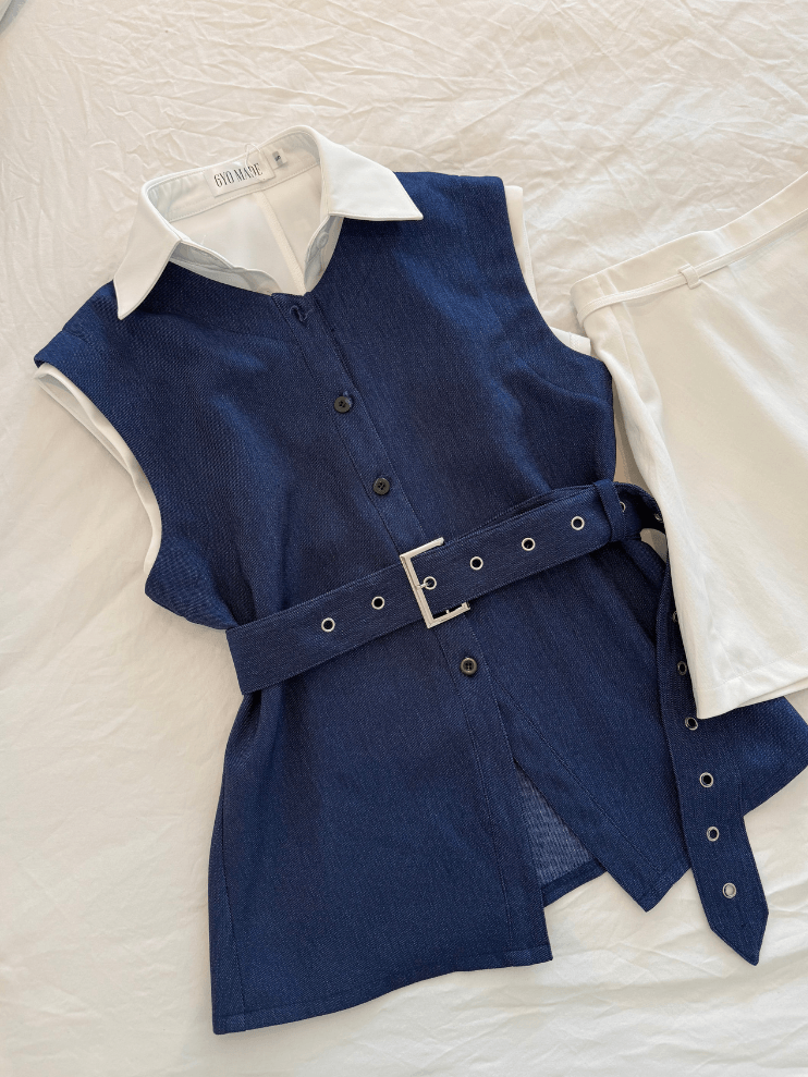 Áo Kiểu Nữ Phối Cổ Sơ Mi Denim - Hình ảnh 4