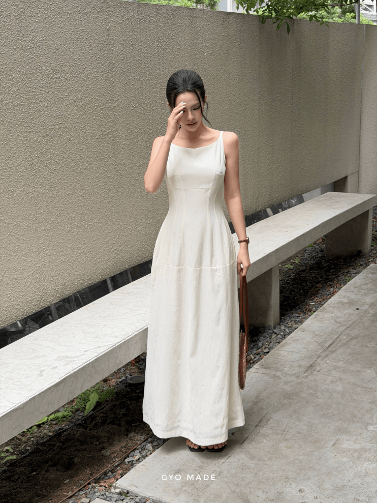 Đầm 2 Dây Dáng Dài Linen - Hình ảnh 2