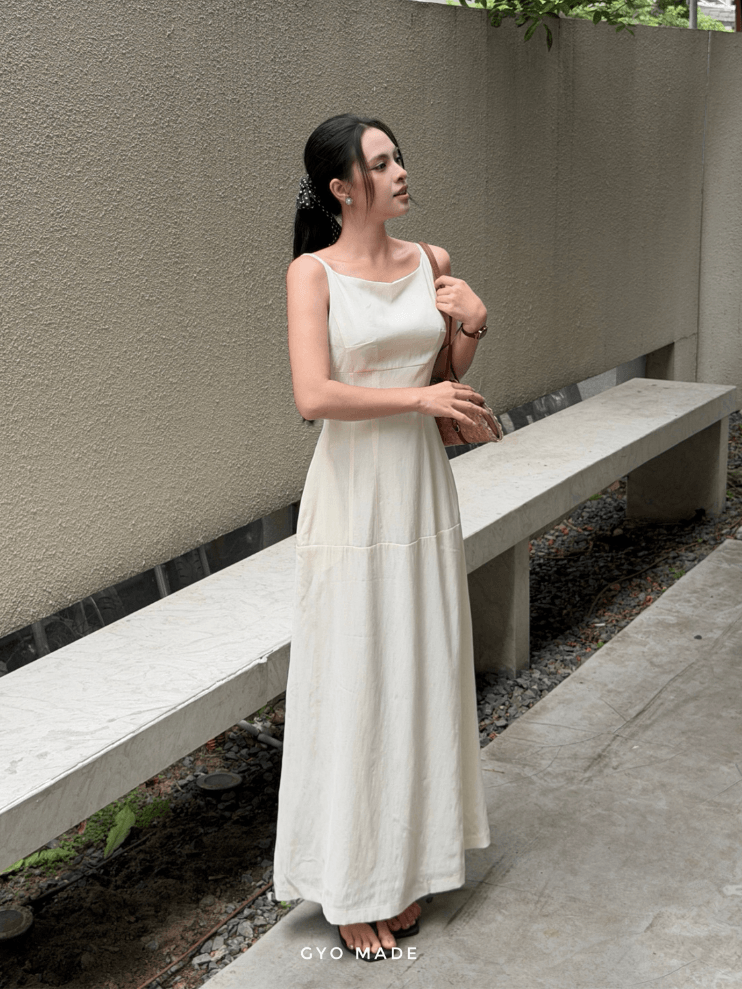 Đầm 2 Dây Dáng Dài Linen