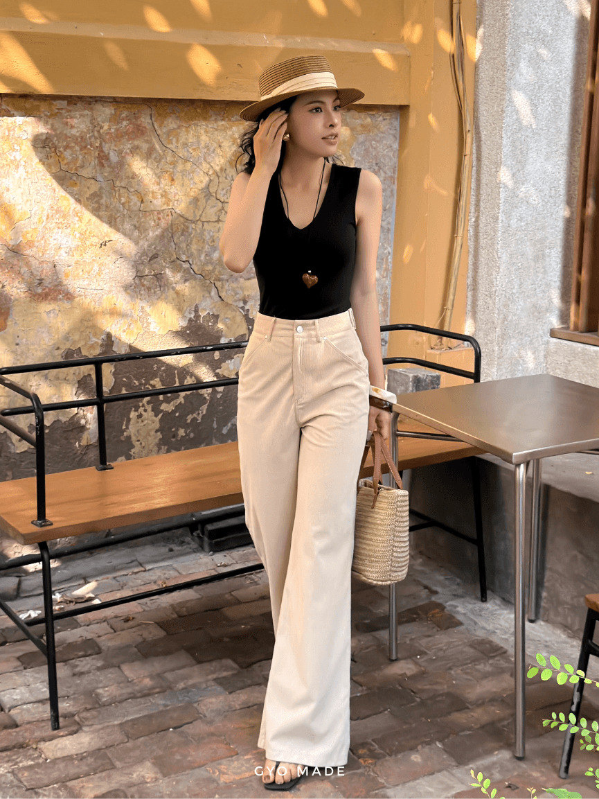 Quần Kaki Nữ Dáng Loe Nhẹ Kaki Nhung - Hình ảnh 3