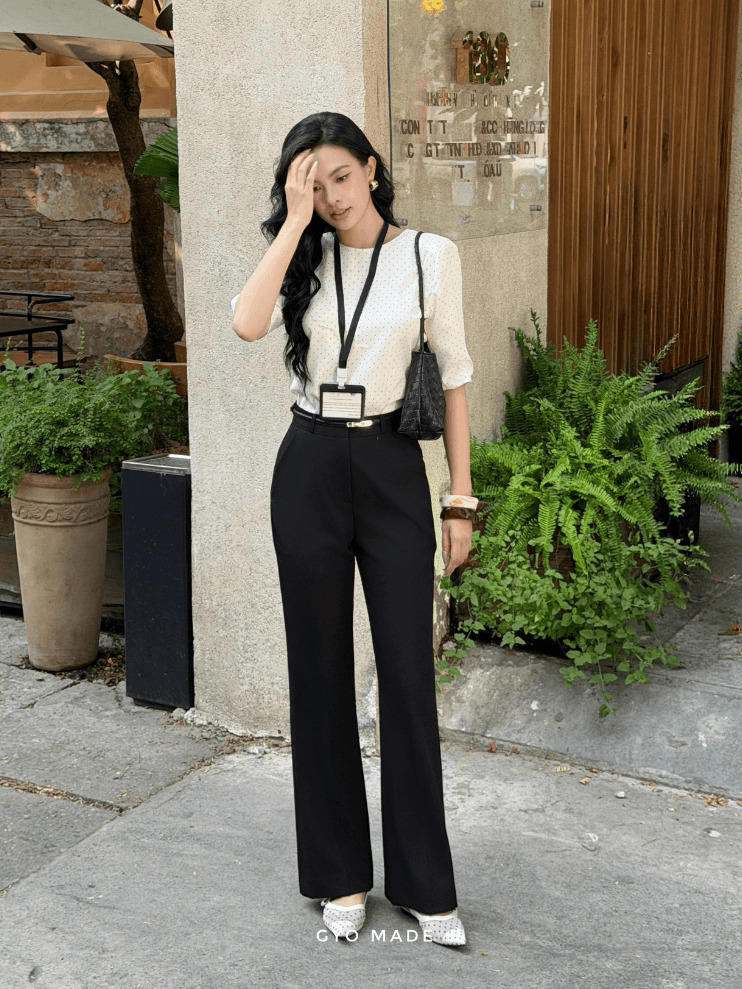 Quần Ống Loe Nữ Cạp Cao Dài 97cm