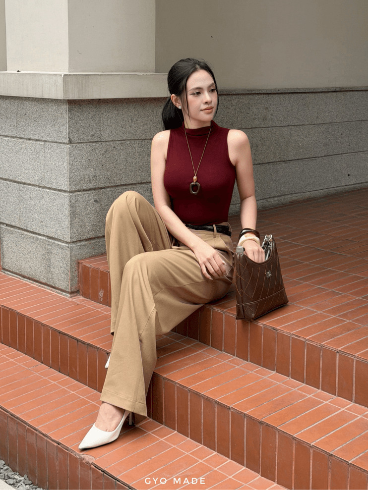 Áo Thun Cổ Lọ Sát Nách Nữ Đỏ - Hình ảnh 4